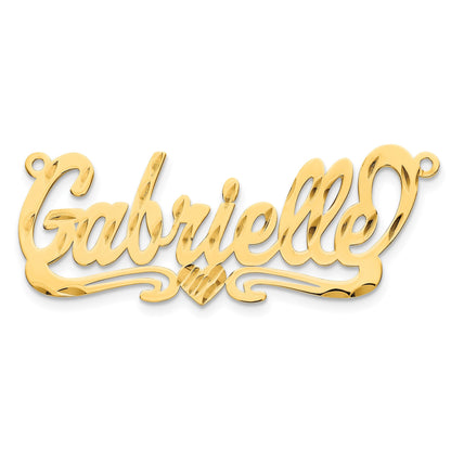 14K Gelbgold Diamantiert Herz Name Platte