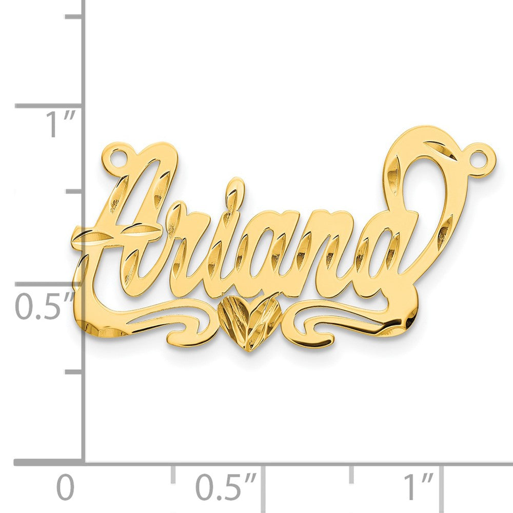 14K Gelbgold Diamantiert Herz Name Platte