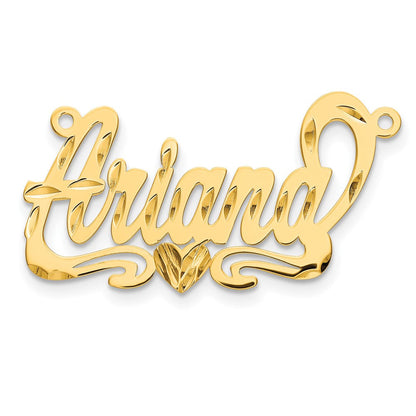 14K Gelbgold Diamantiert Herz Name Platte