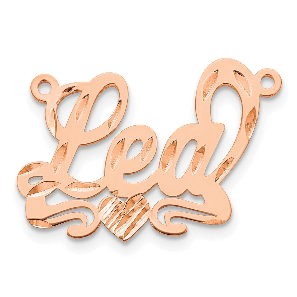 14K Roségold Diamantiert Herz Name Platte