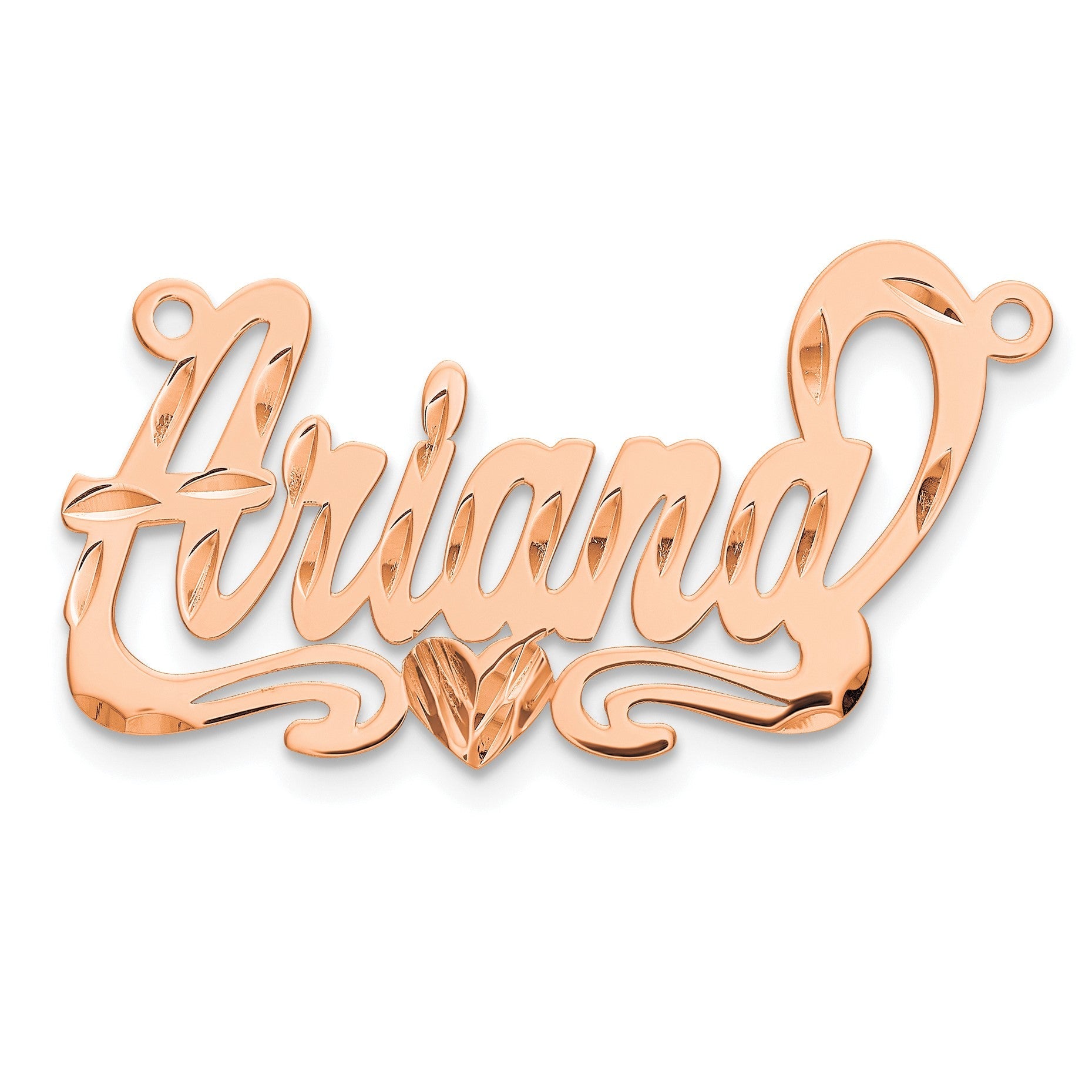 14K Roségold Diamantiert Herz Name Platte
