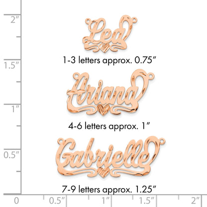 14K Roségold Diamantiert Herz Name Platte