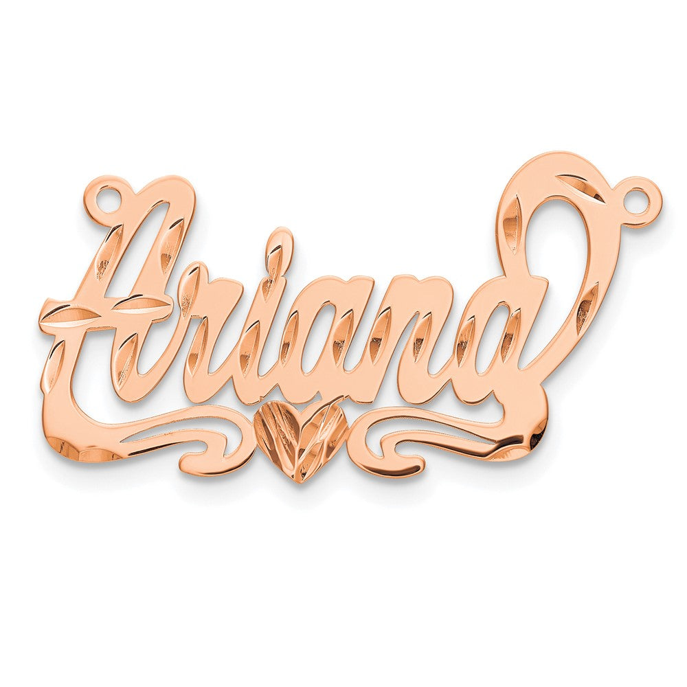 14K Roségold Diamantiert Herz Name Platte