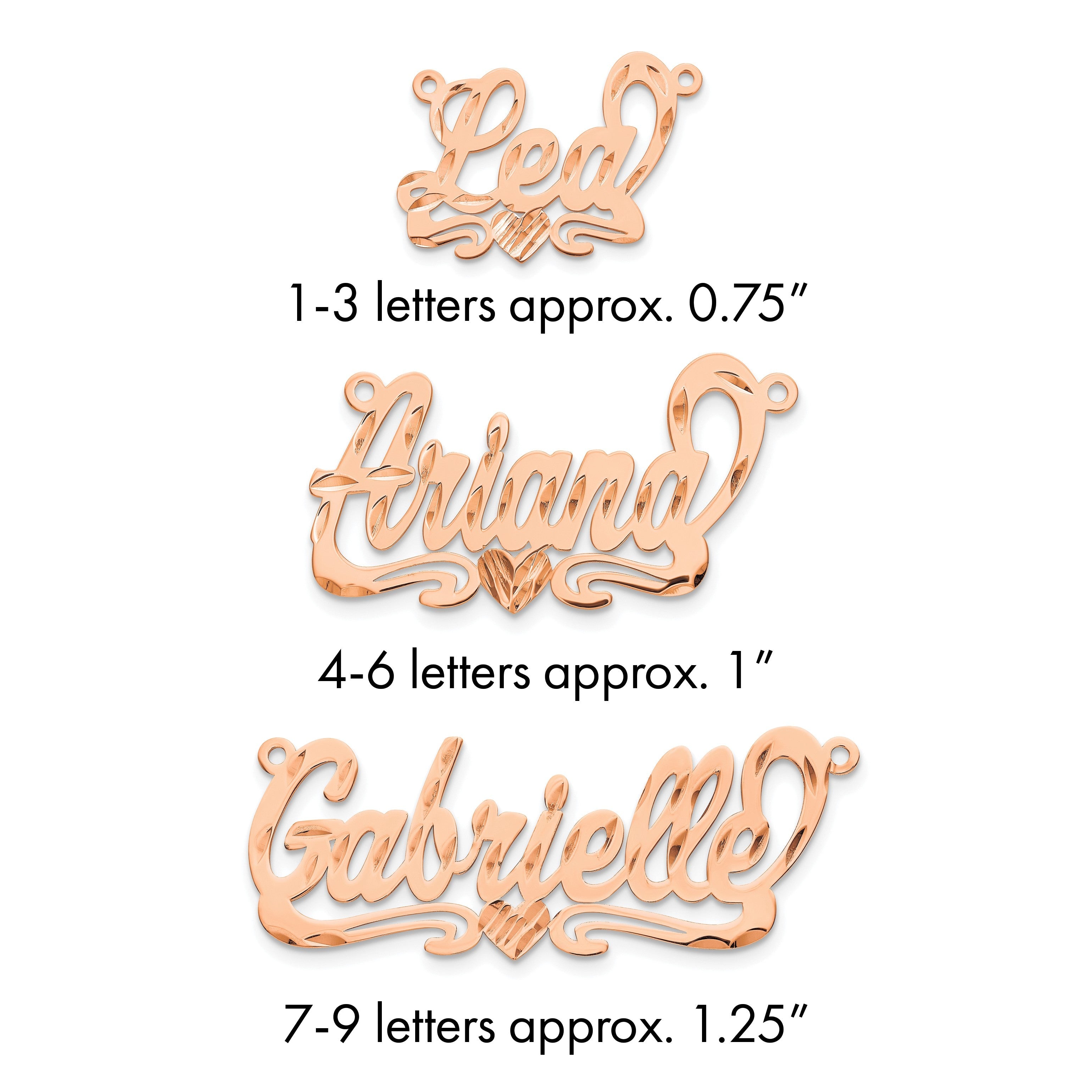 14K Roségold Diamantiert Herz Name Platte