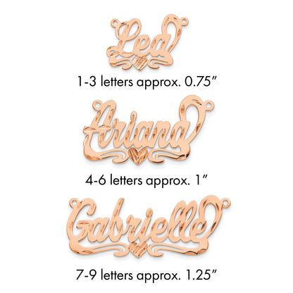 14K Roségold Diamantiert Herz Name Platte