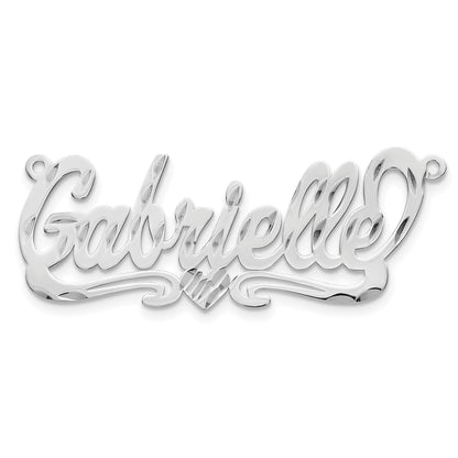 14K Weißgold Diamantiert Herz Name Platte