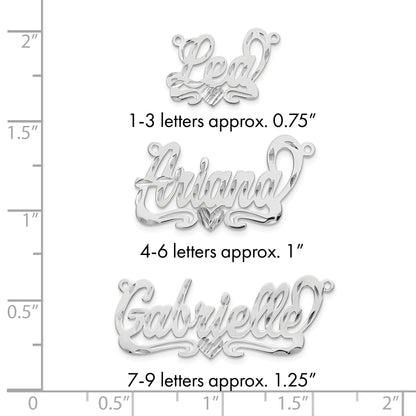 Sterlingsilber Silber/rhodiniert Diamantiert Herz Name Platte