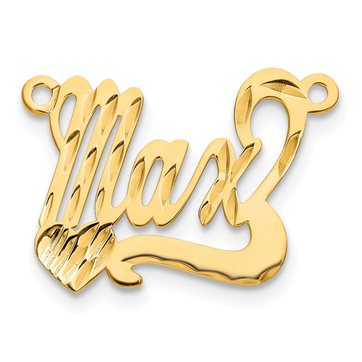 14K Gelbgold Diamantiert Herz Name Platte