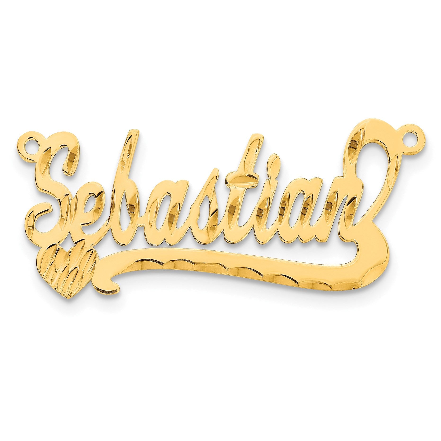 14K Gelbgold Diamantiert Herz Name Platte