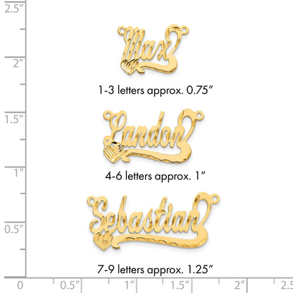 14K Gelbgold Diamantiert Herz Name Platte