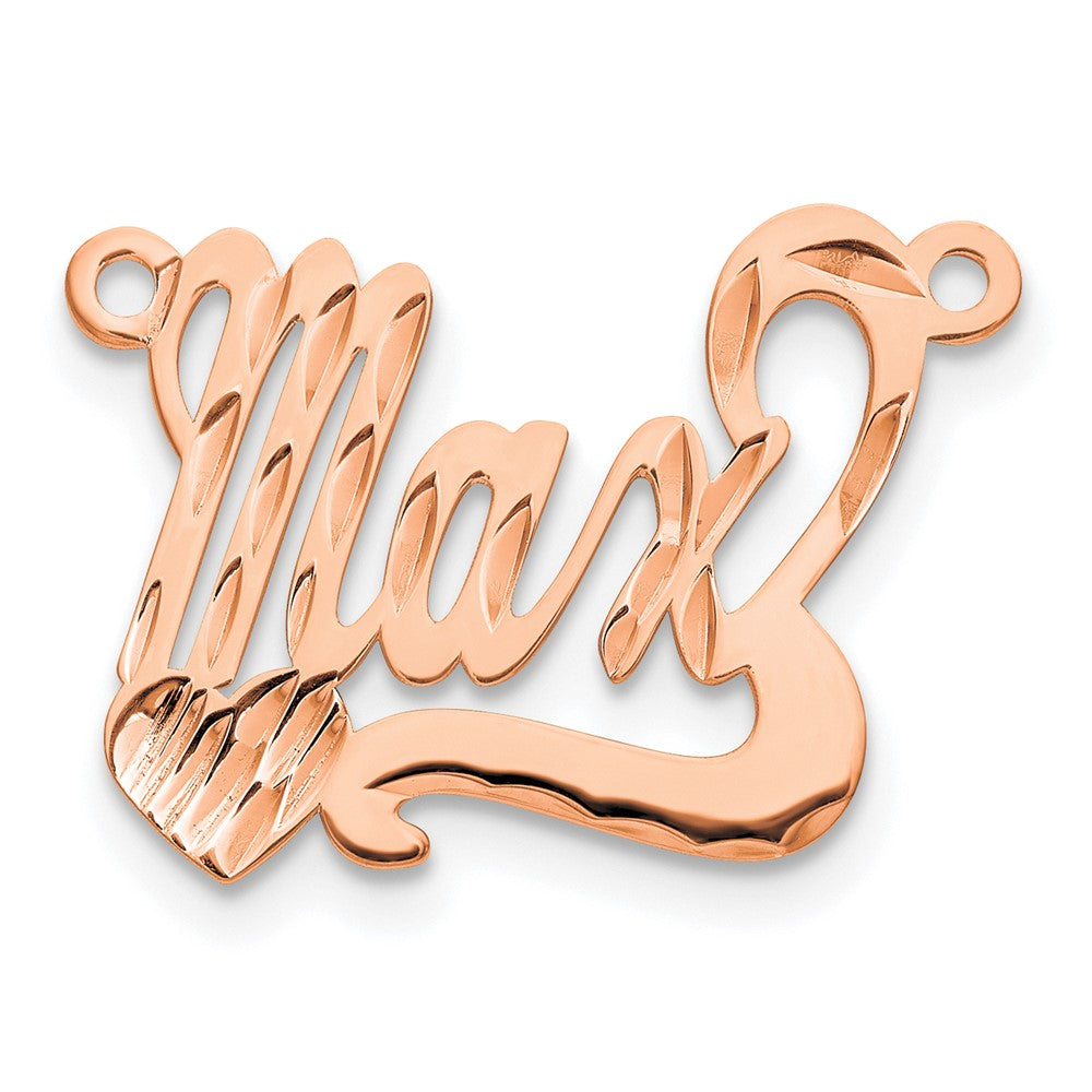 14K Roségold Diamantiert Herz Name Platte