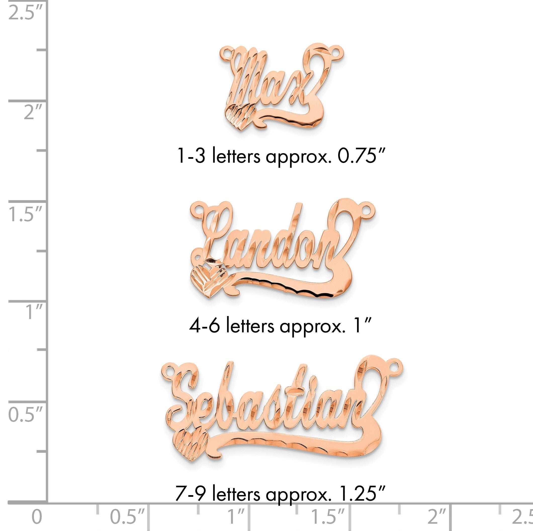 14K Roségold Diamantiert Herz Name Platte