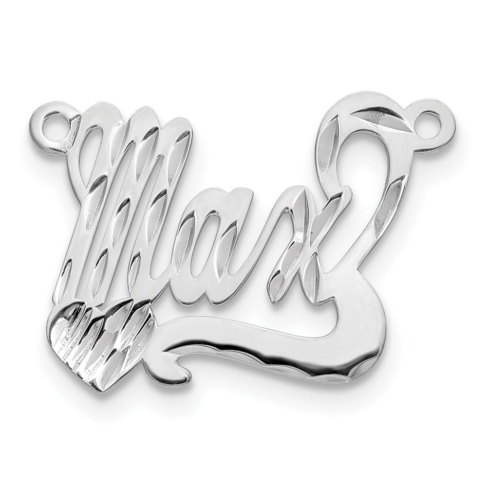 14K Weißgold Diamantiert Herz Name Platte