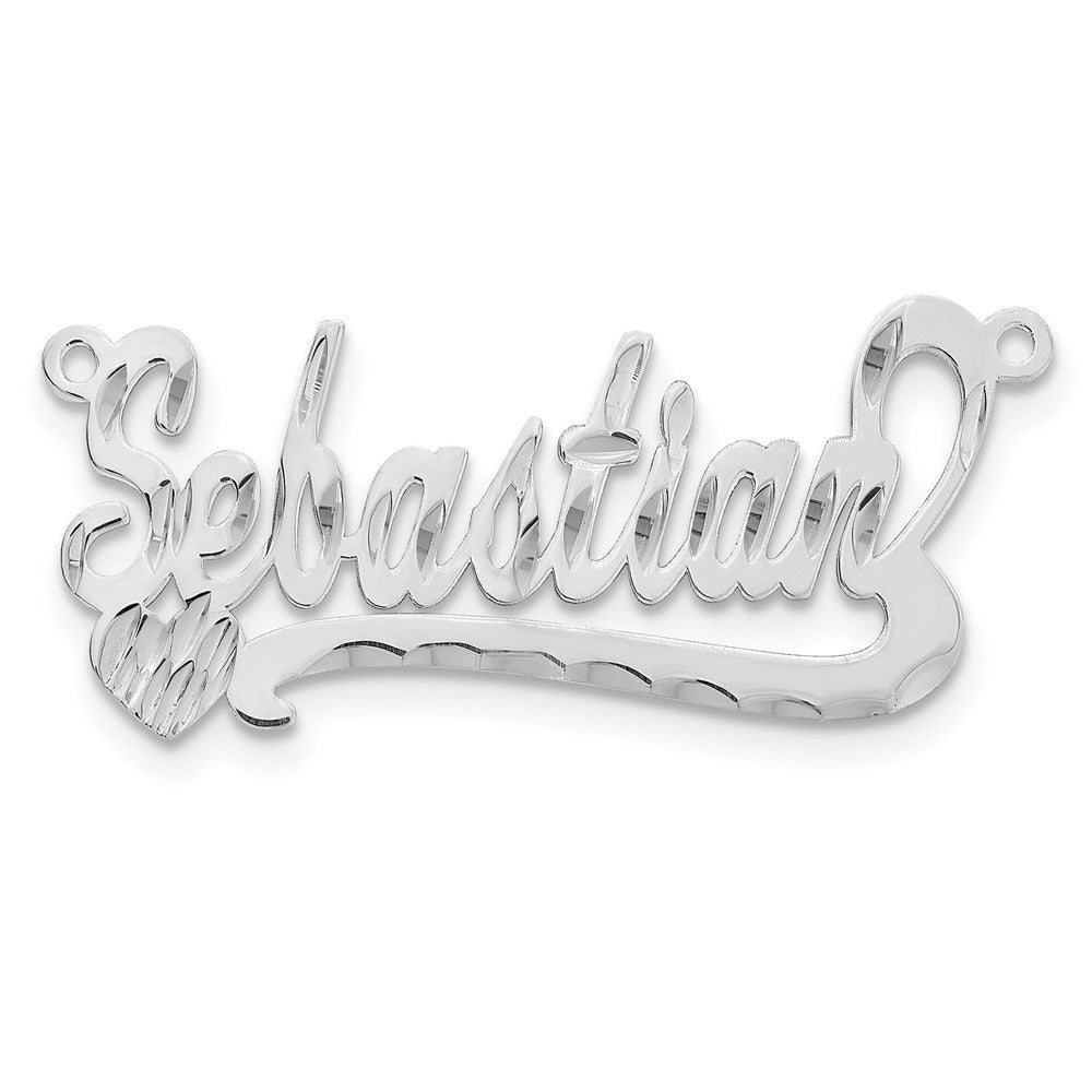 14K Weißgold Diamantiert Herz Name Platte