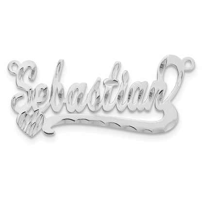 14K Weißgold Diamantiert Herz Name Platte
