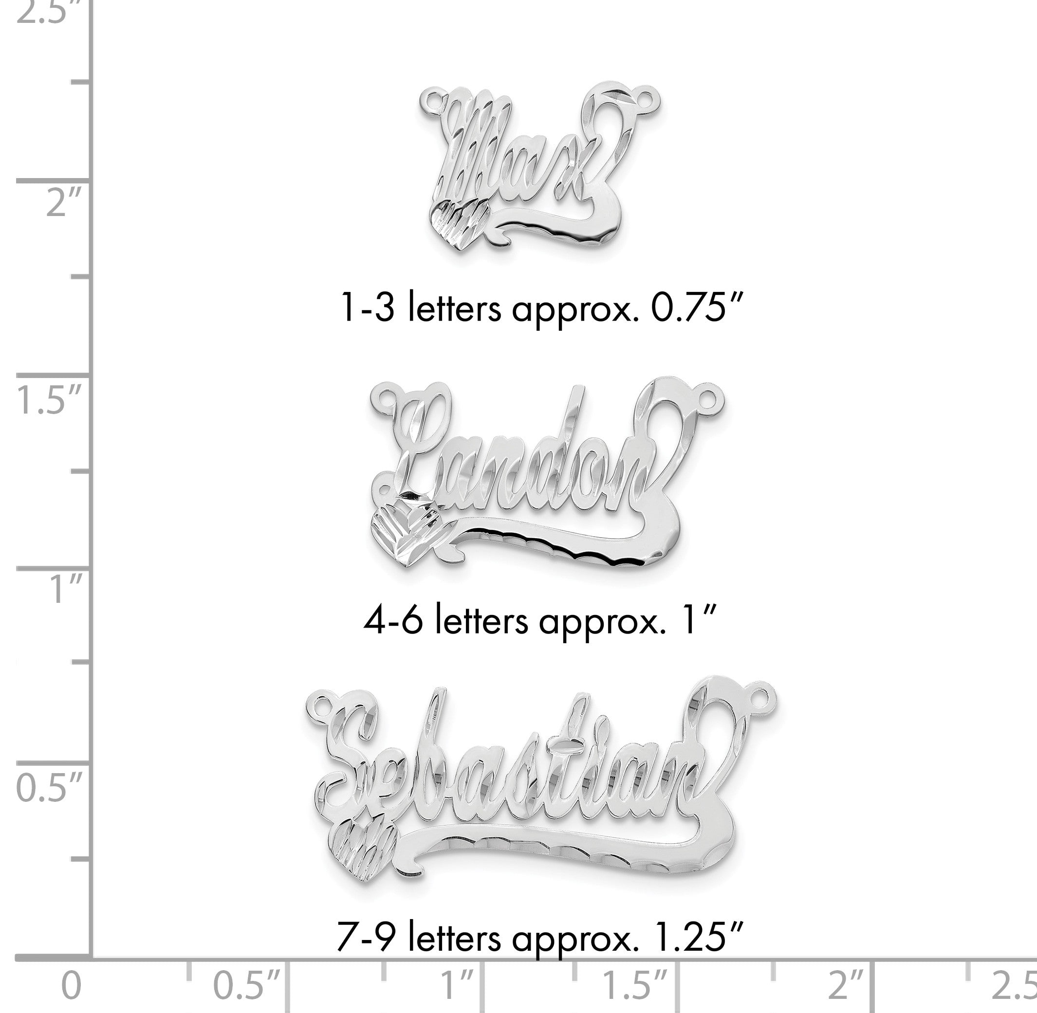 Sterlingsilber Silber/rhodiniert Diamantiert Herz Name Platte
