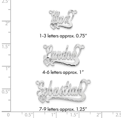 Sterlingsilber Silber/rhodiniert Diamantiert Herz Name Platte