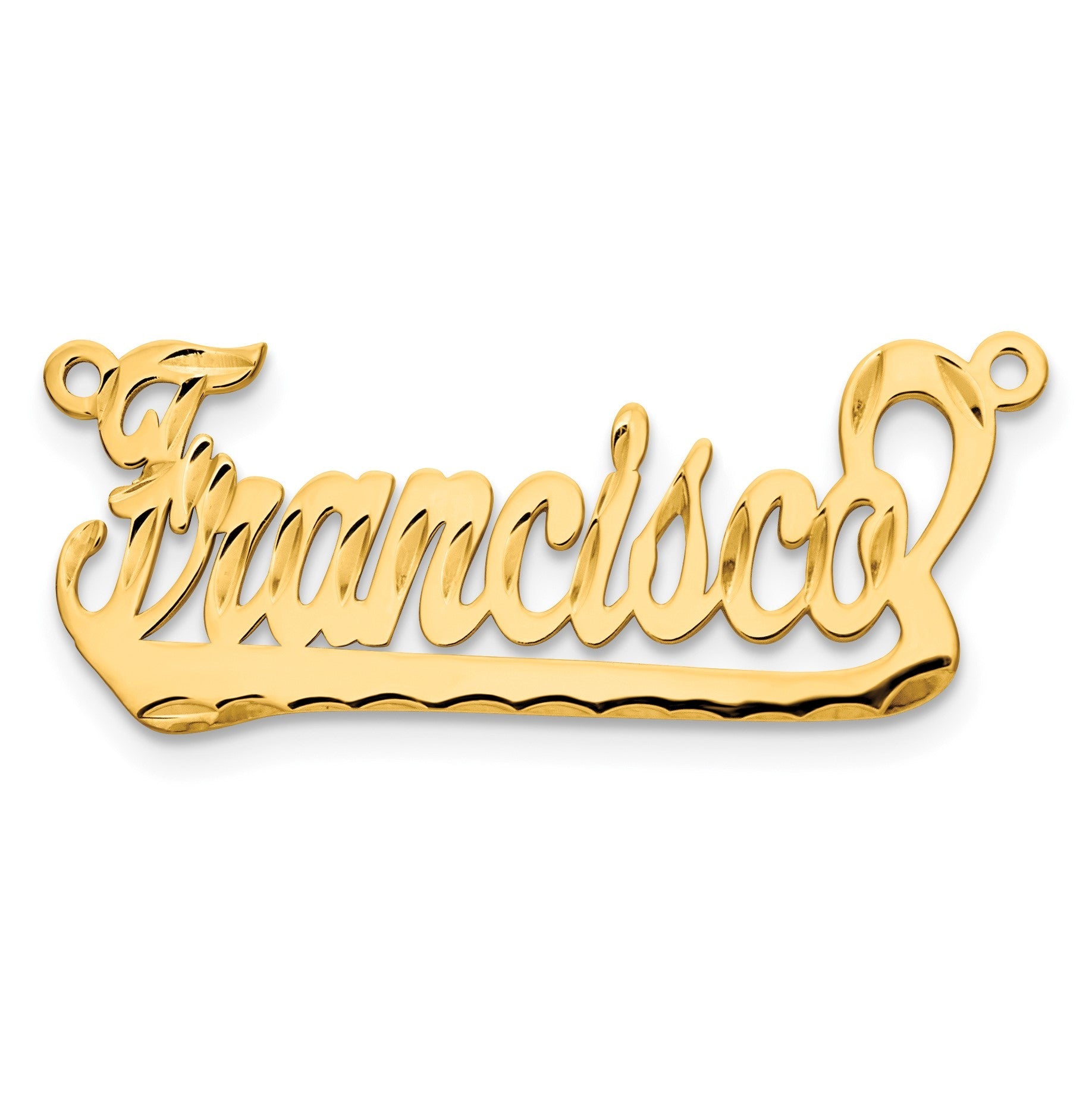 14K Gelbgold Diamantiert Underlined Name Platte