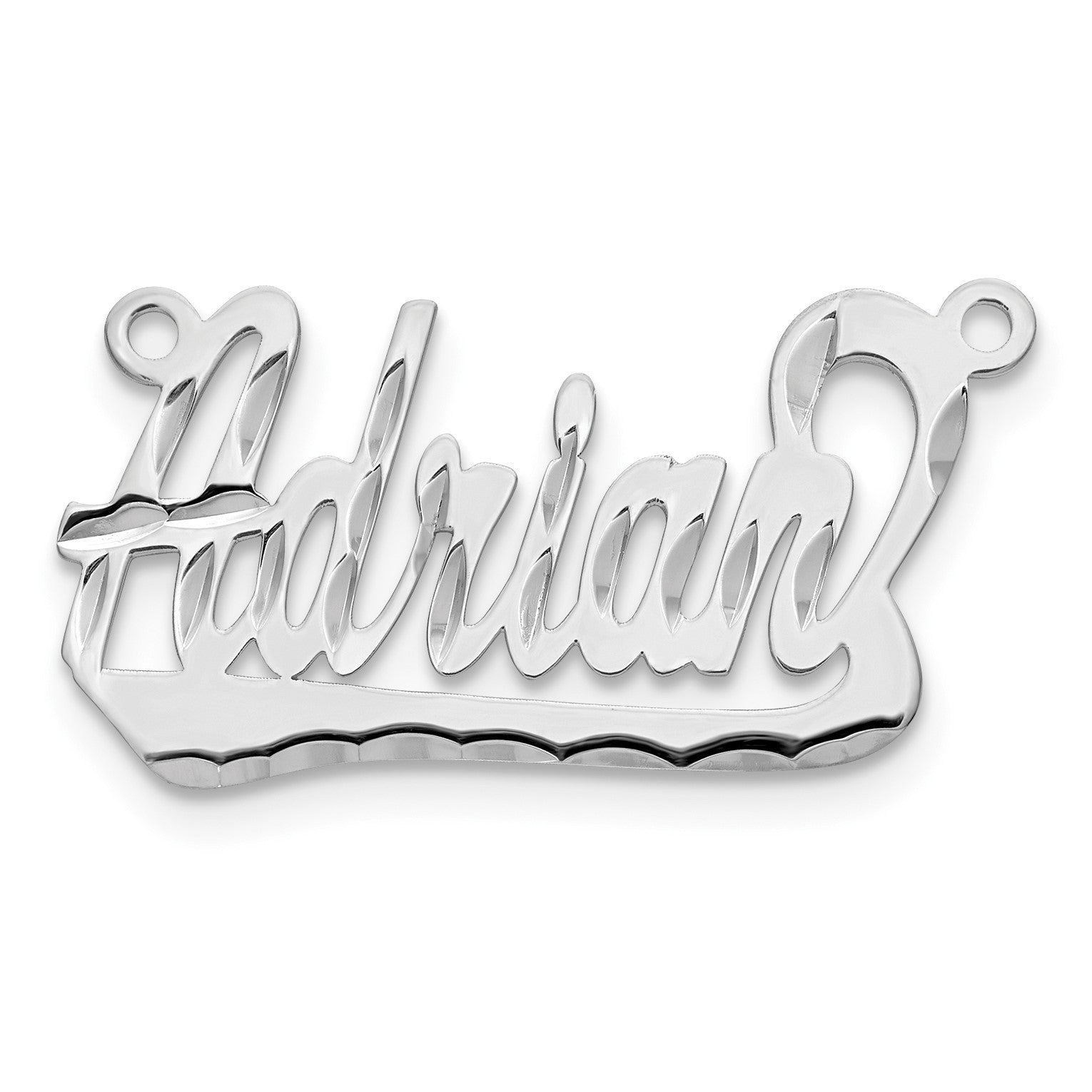 14K Weißgold Diamantiert Underlined Name Platte