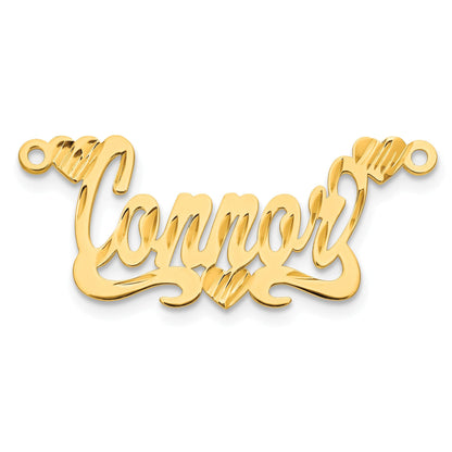 14K Gelbgold Diamantiert Herzen Name Platte