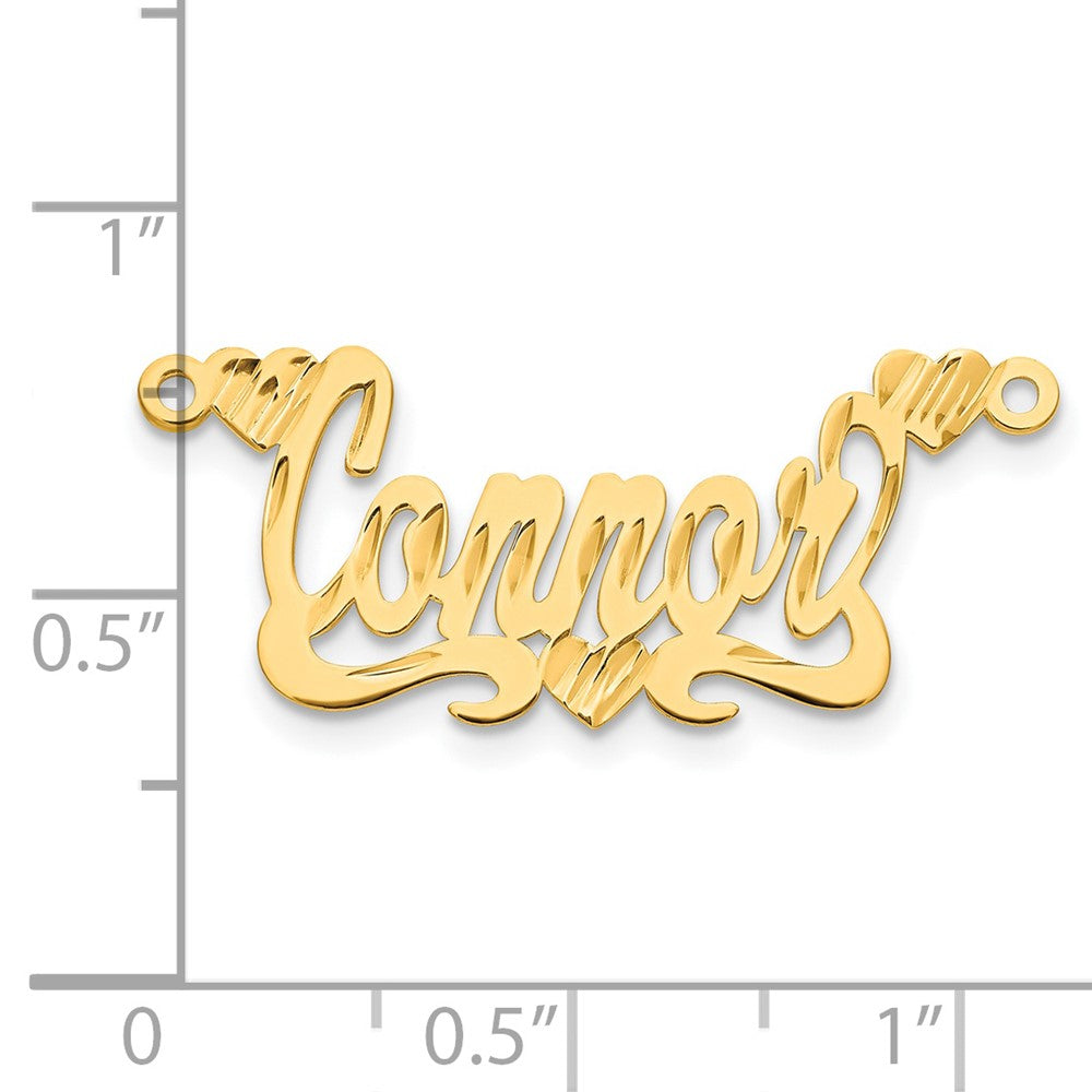 14K Gelbgold Diamantiert Herzen Name Platte