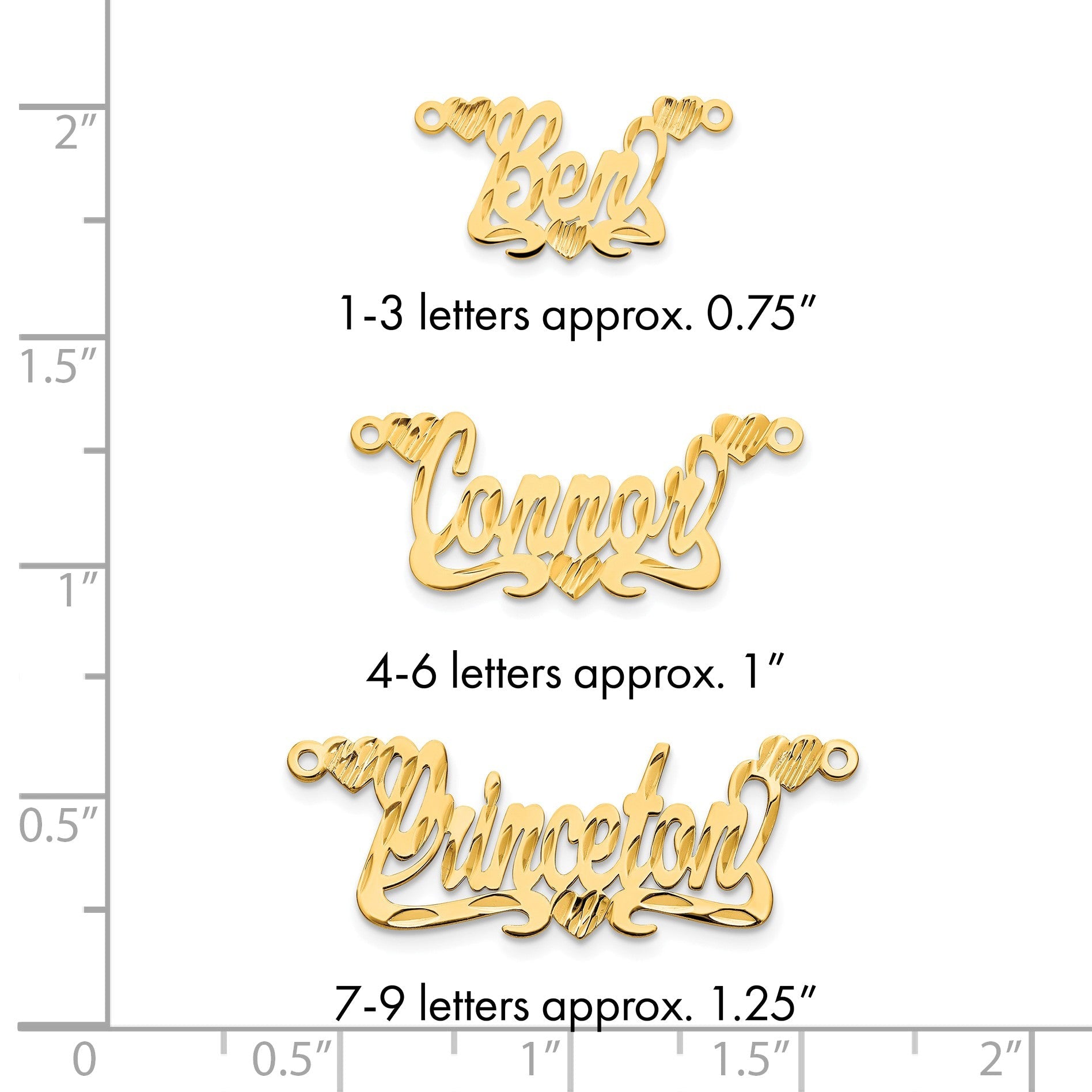 14K Gelbgold Diamantiert Herzen Name Platte