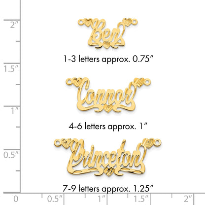 14K Gelbgold Diamantiert Herzen Name Platte