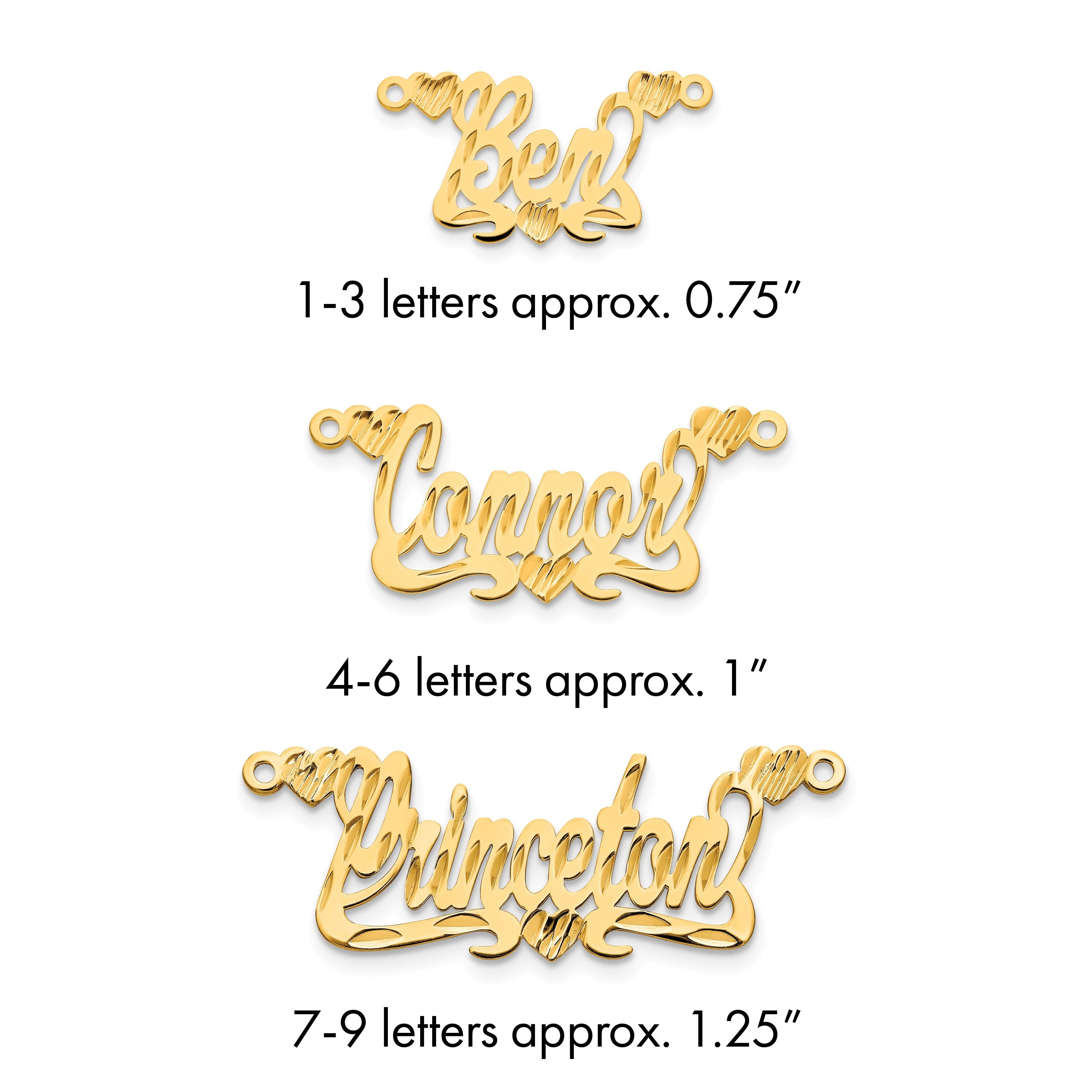 14K Gelbgold Diamantiert Herzen Name Platte
