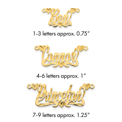 14K Gelbgold Diamantiert Herzen Name Platte