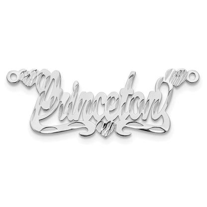 14K Weißgold Diamantiert Herzen Name Platte