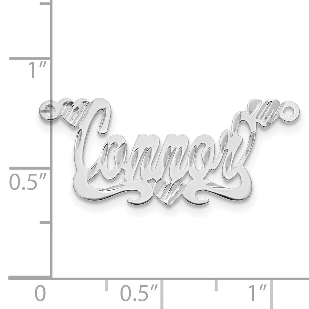 14K Weißgold Diamantiert Herzen Name Platte