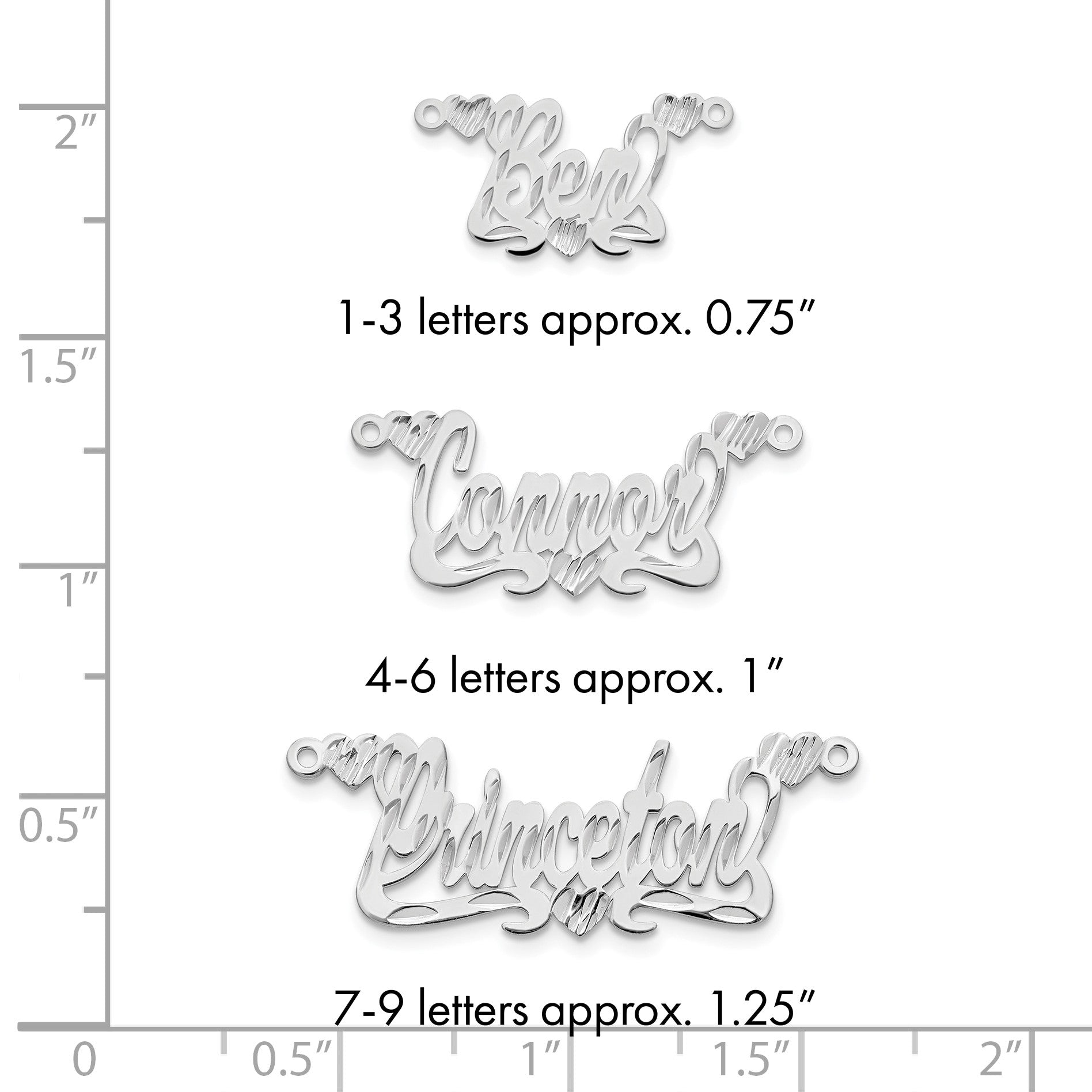 Sterlingsilber Silber/rhodiniert Diamantiert Herzen Name Platte