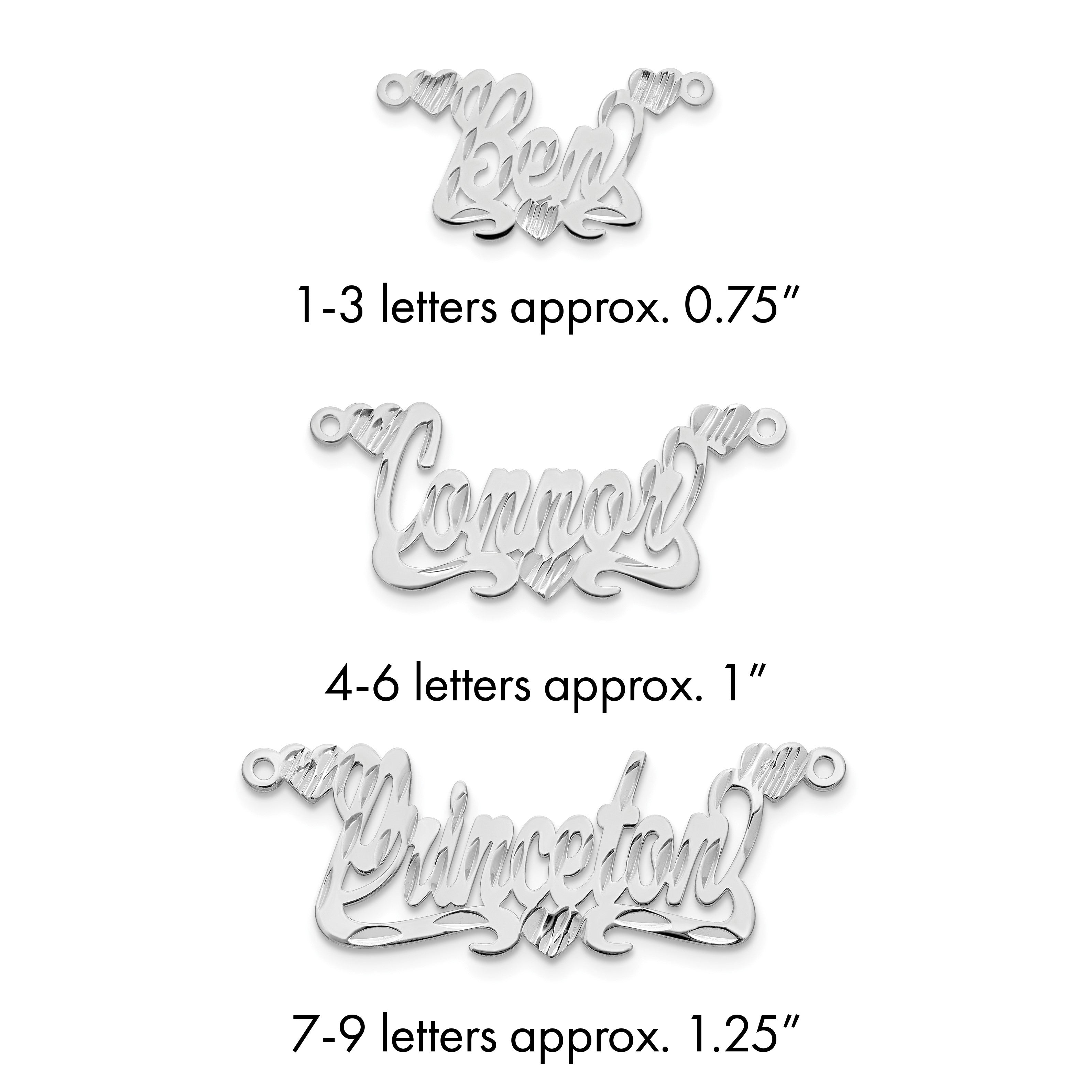 Sterlingsilber Silber/rhodiniert Diamantiert Herzen Name Platte