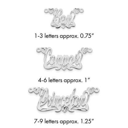 Sterlingsilber Silber/rhodiniert Diamantiert Herzen Name Platte