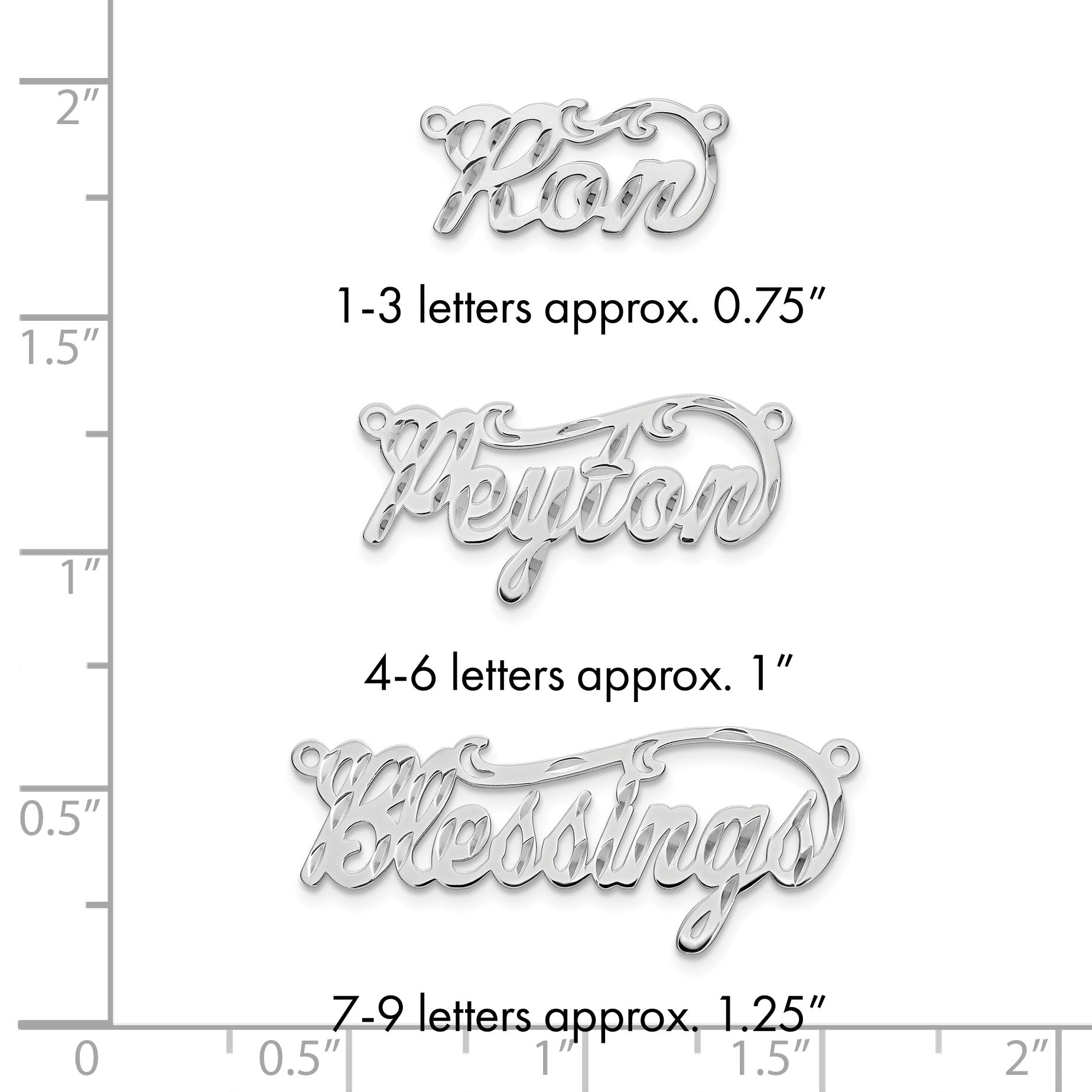 Sterlingsilber Silber/rhodiniert Diamantiert Name Platte