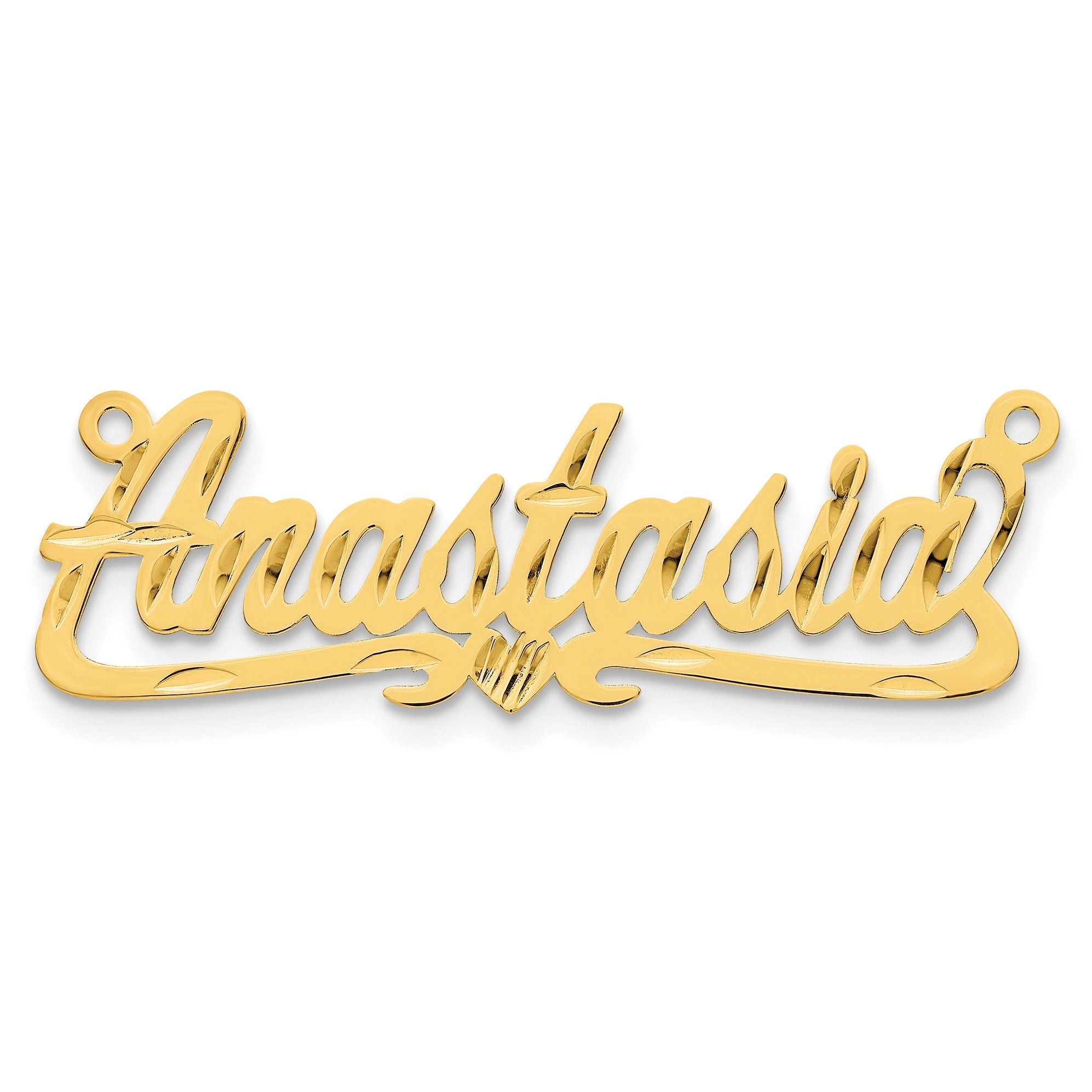 14K Gelbgold Diamantiert Herz Name Platte