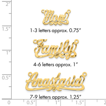14K Gelbgold Diamantiert Herz Name Platte