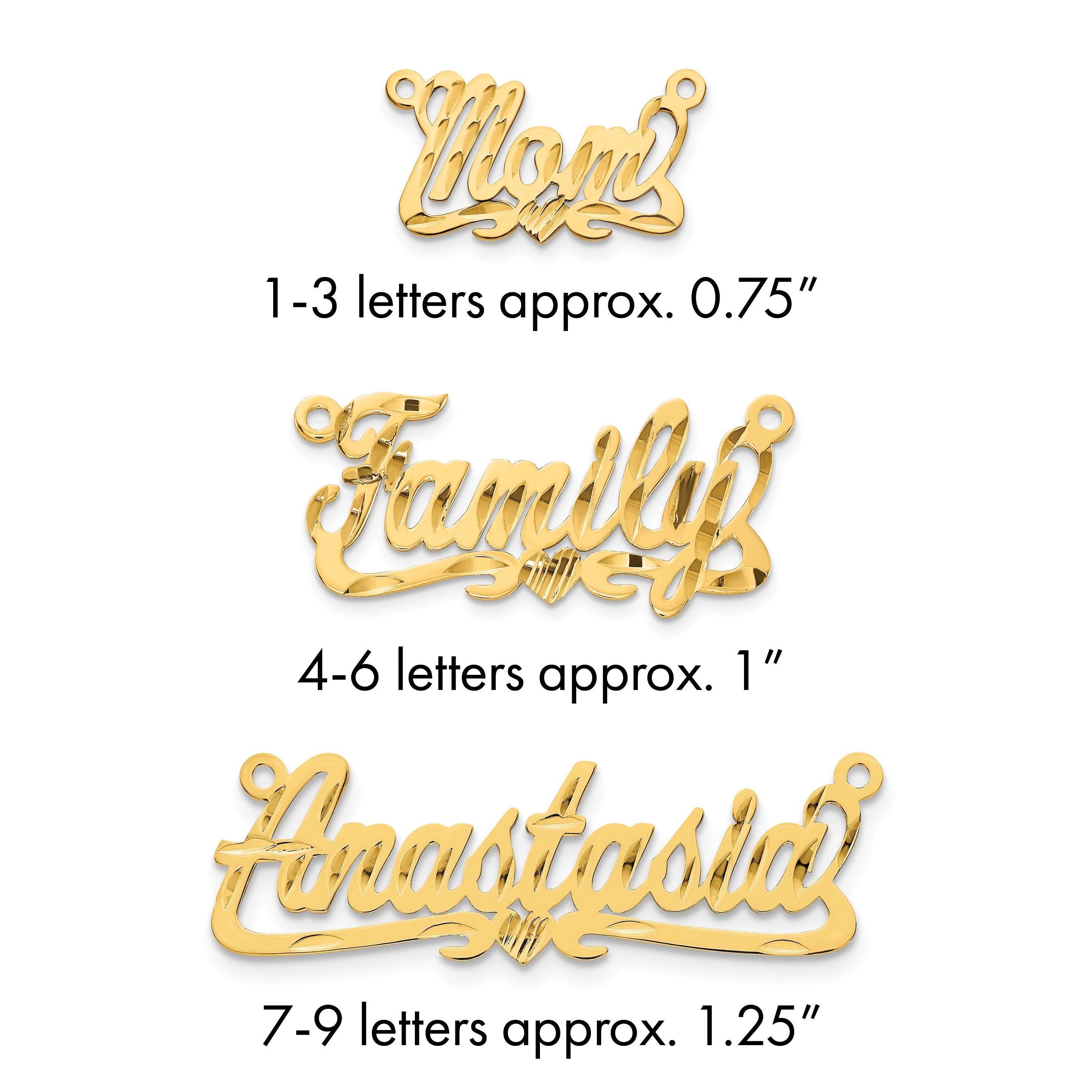 14K Gelbgold Diamantiert Herz Name Platte