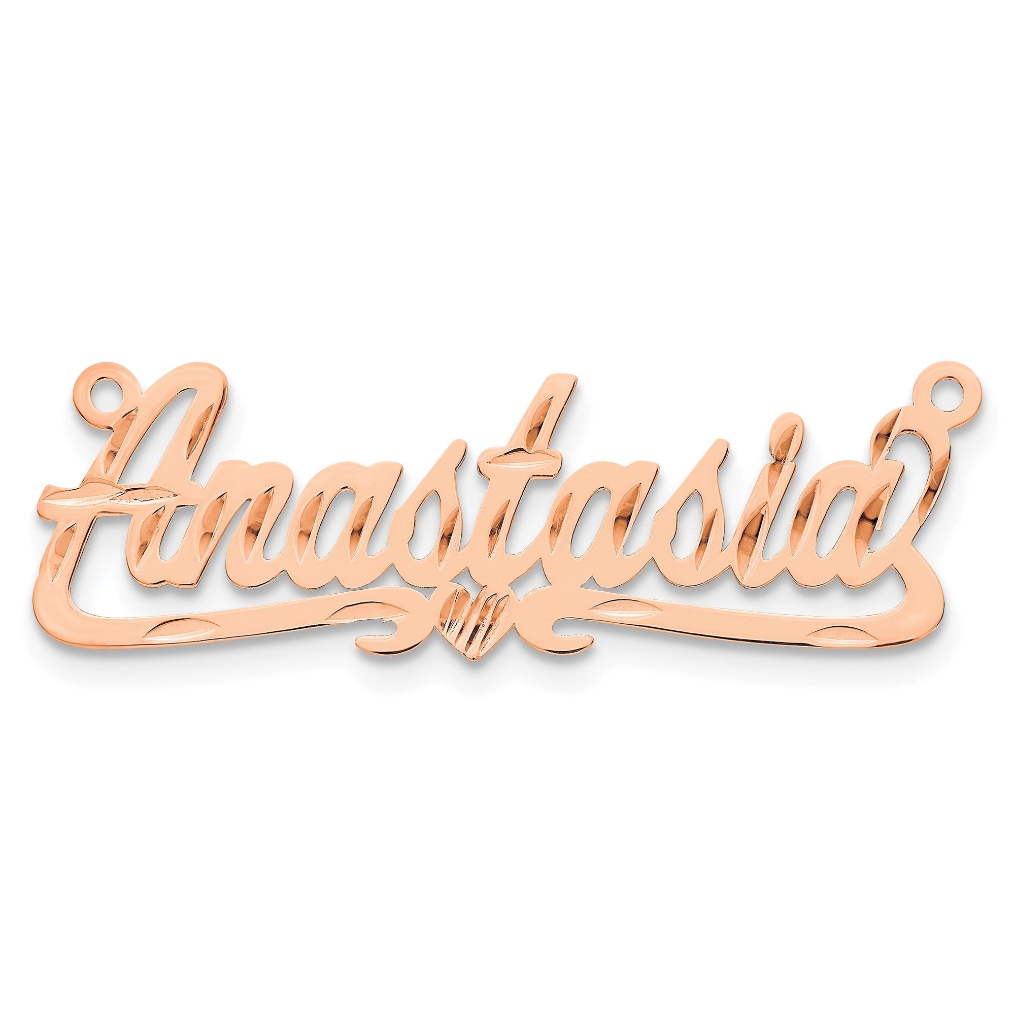 14K Roségold Diamantiert Herz Name Platte