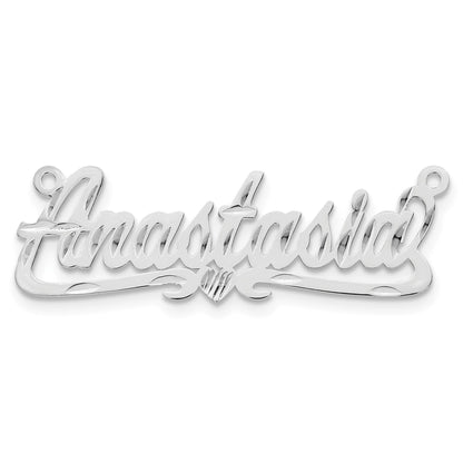 14K Weißgold Diamantiert Herz Name Platte