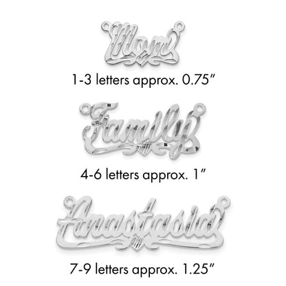 Sterlingsilber Silber/rhodiniert Diamantiert Herz Name Platte