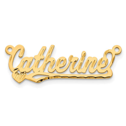 14K Gelbgold Diamantiert Herz Name Platte
