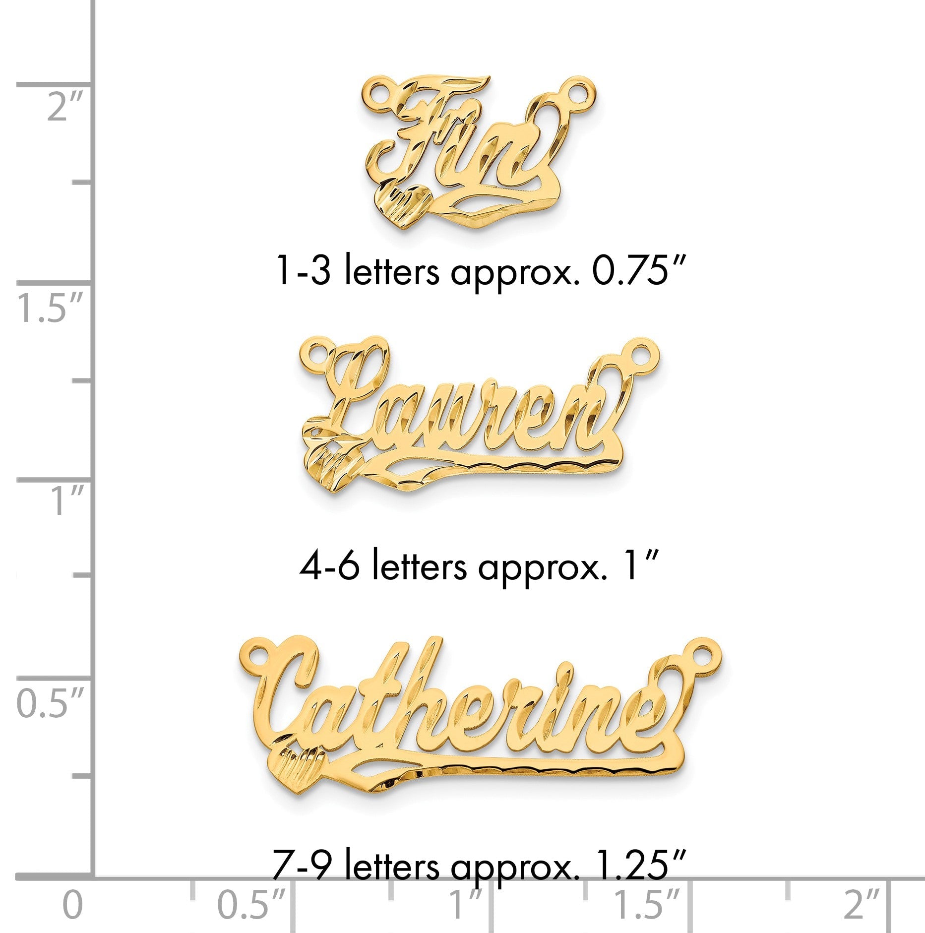 14K Gelbgold Diamantiert Herz Name Platte