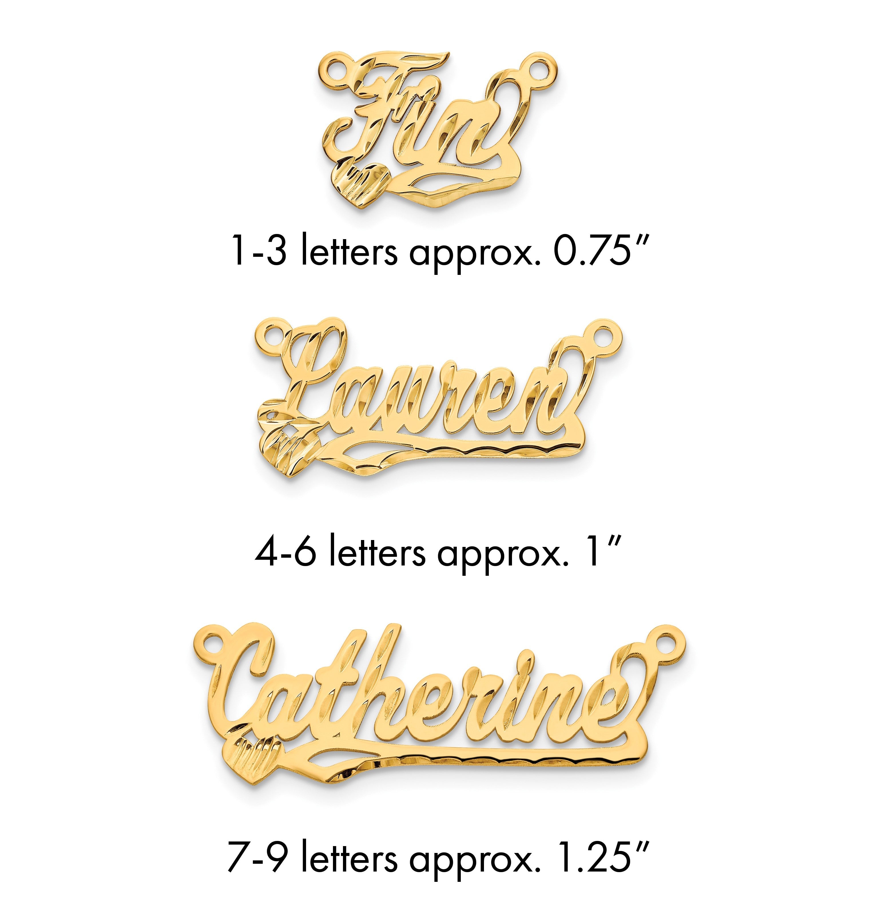 14K Gelbgold Diamantiert Herz Name Platte
