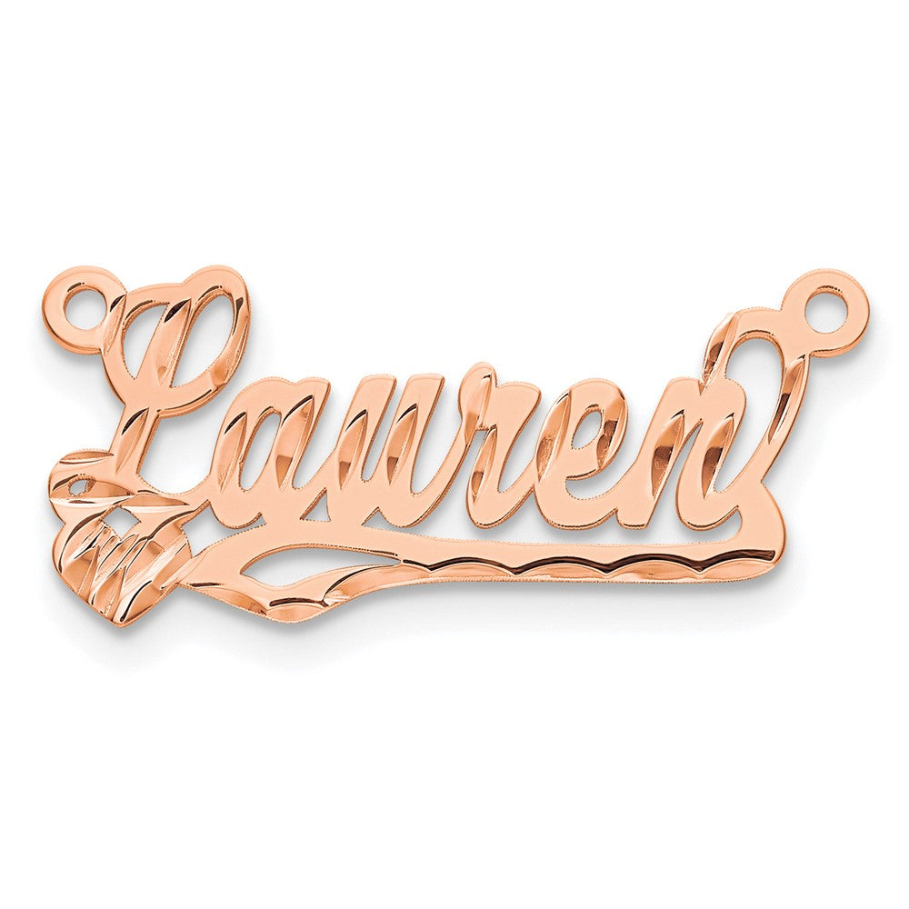 14K Roségold Diamantiert Herz Name Platte
