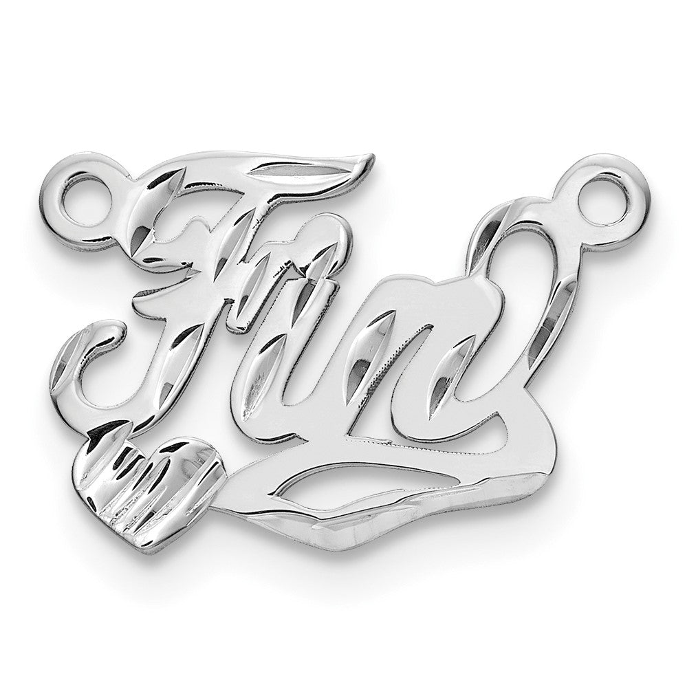 Sterlingsilber Silber/rhodiniert Diamantiert Herz Name Platte