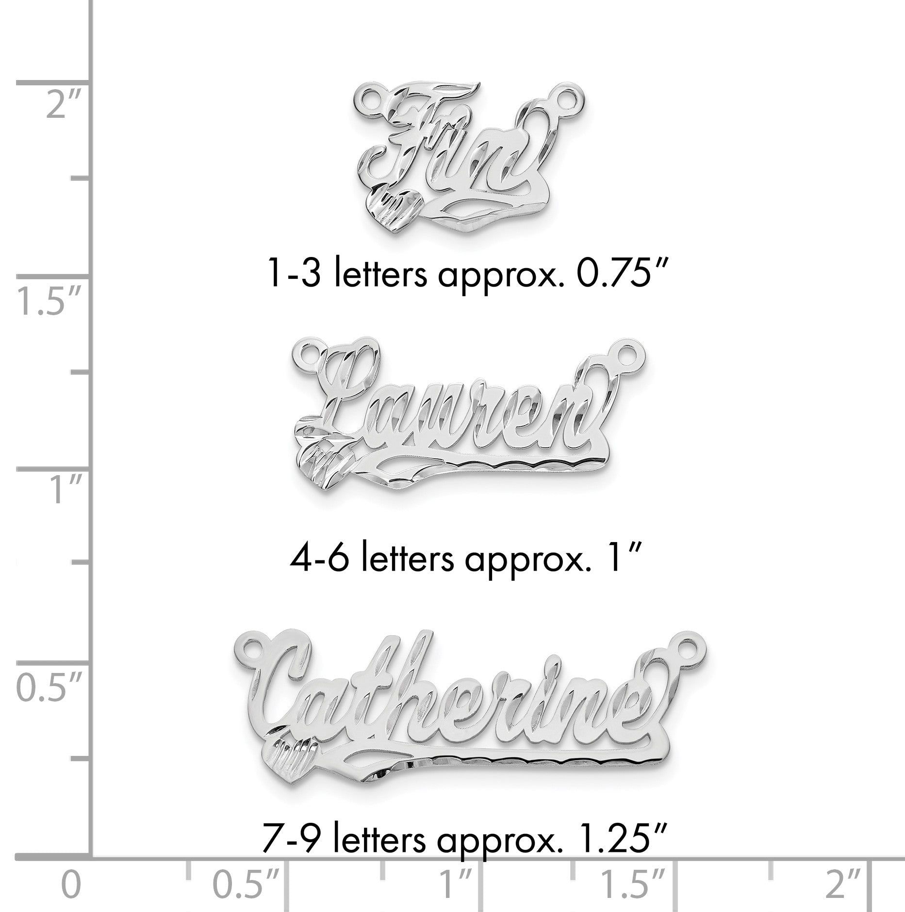 Sterlingsilber Silber/rhodiniert Diamantiert Herz Name Platte