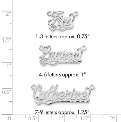Sterlingsilber Silber/rhodiniert Diamantiert Herz Name Platte