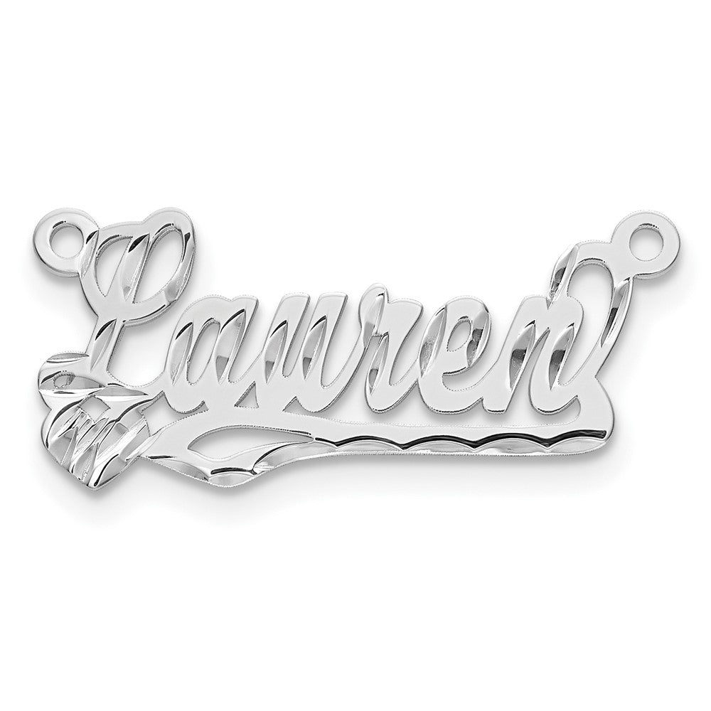 Sterlingsilber Silber/rhodiniert Diamantiert Herz Name Platte