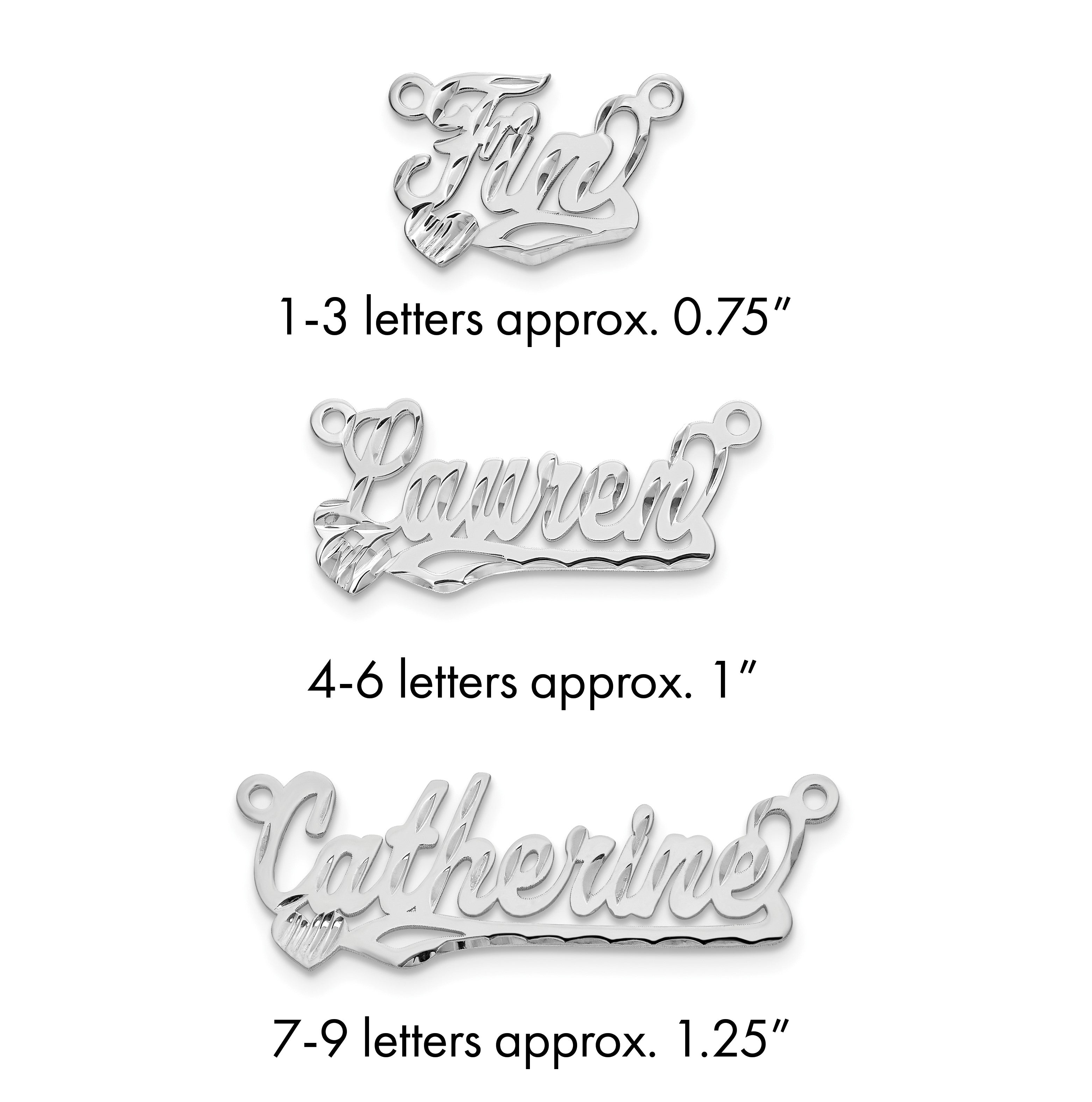 Sterlingsilber Silber/rhodiniert Diamantiert Herz Name Platte